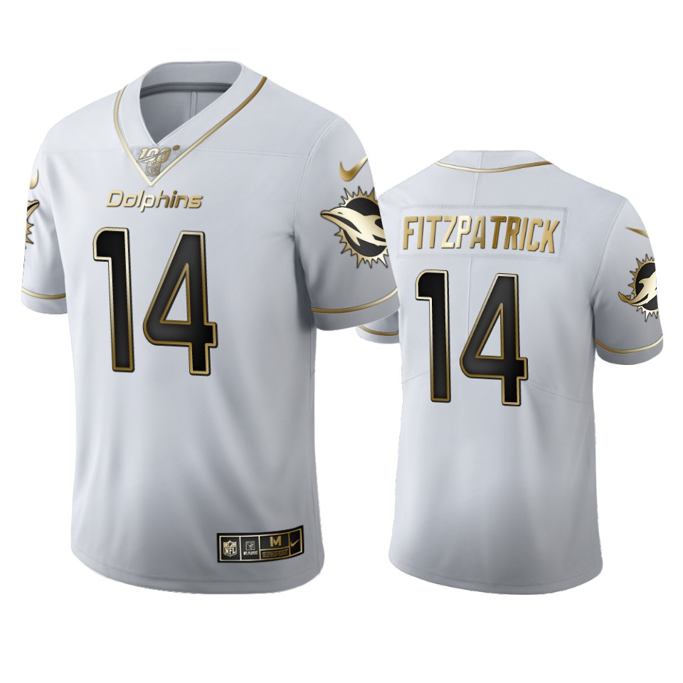 Miami Dolphins #14 Ryan Fitzpatrick Men Nike White Golden Edition Vapor Limited NFL 100 Jersey->miami dolphins->NFL Jersey